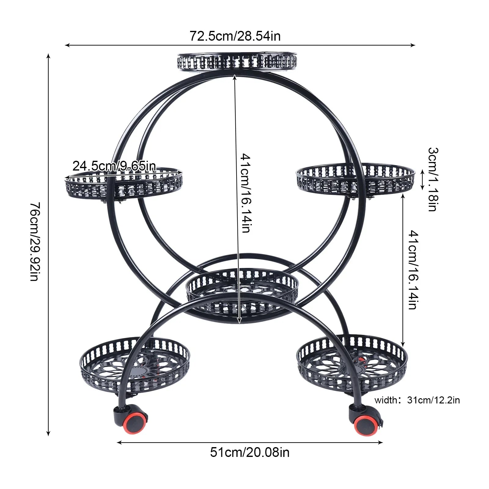 Bela Metal Plant Stand | 6-Tier with Wheels, Indoor & Outdoor Use