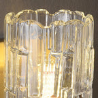 Ice-Textured Glass Column Wall Sconce, Satin Brass
