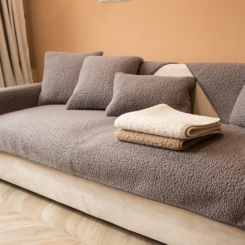 Sherpa Sofa Cover Anti Slip Fleece Furniture Protector