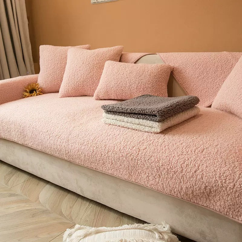 Sherpa Sofa Cover Anti Slip Fleece Furniture Protector