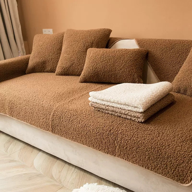 Sherpa Sofa Cover Anti Slip Fleece Furniture Protector