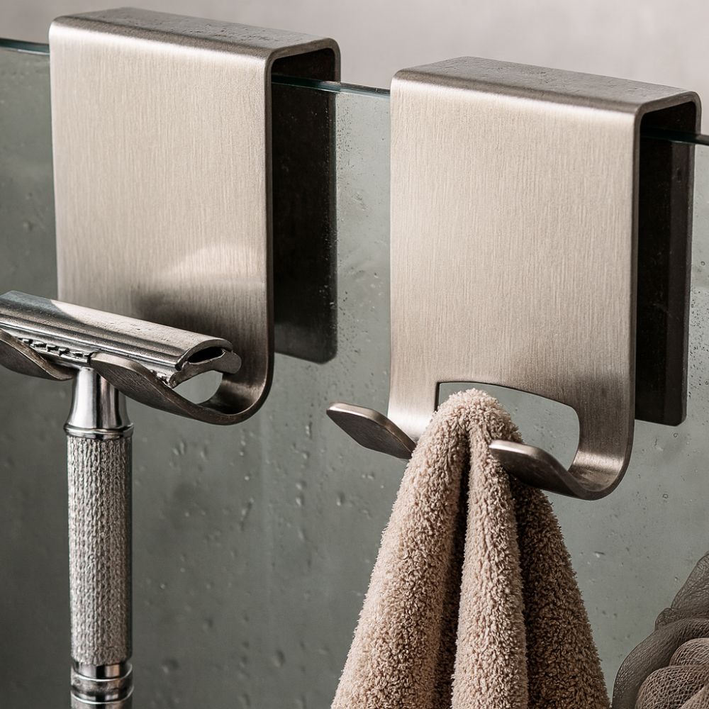 Shower Curtain Hooks Stainless Steel Slimline Over Door Bathroom Hooks