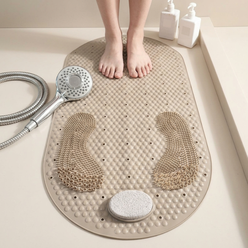 Shower Mat Non Slip Suction Cup Textured Surface, Safe Exfoliating Design