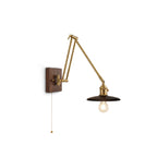 Saucer Swing-Arm Wall Sconce, Wood & Gold Iron