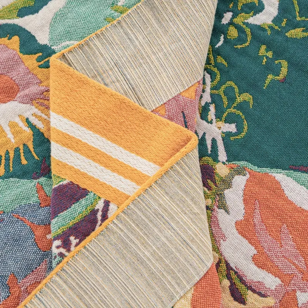 SiennaLoom: Decorative Cotton Blankets with Floral Pattern and Light Texture – for Sofa and Bedroom