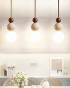 SilenVéra: Modern Wooden Pendant Light with Glass Sphere & Warm White LED Light – for Dining Room & Living Room