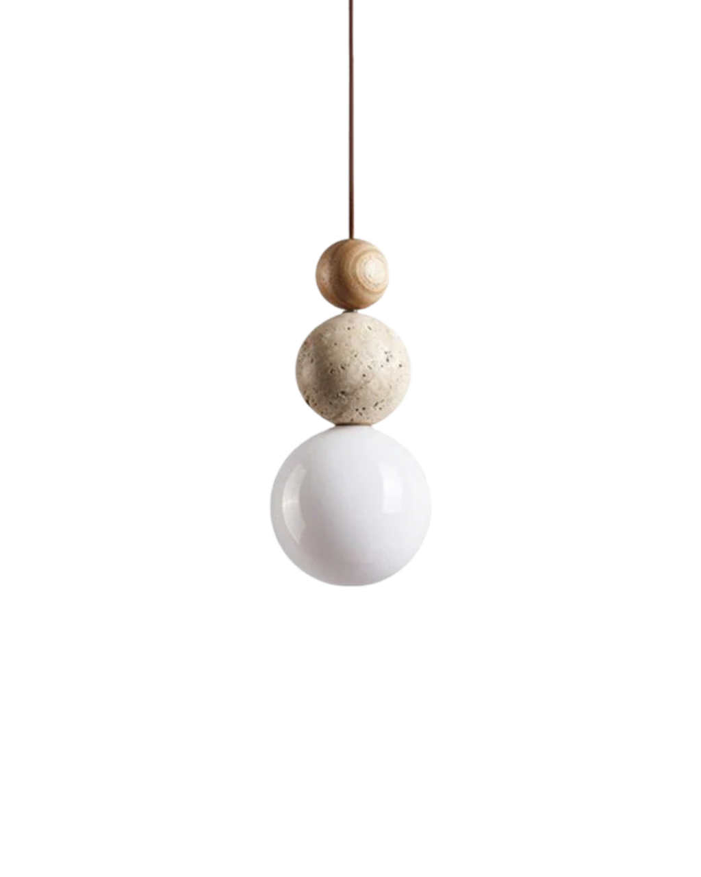 SilenVéra: Modern Wooden Pendant Light with Glass Sphere & Warm White LED Light – for Dining Room & Living Room