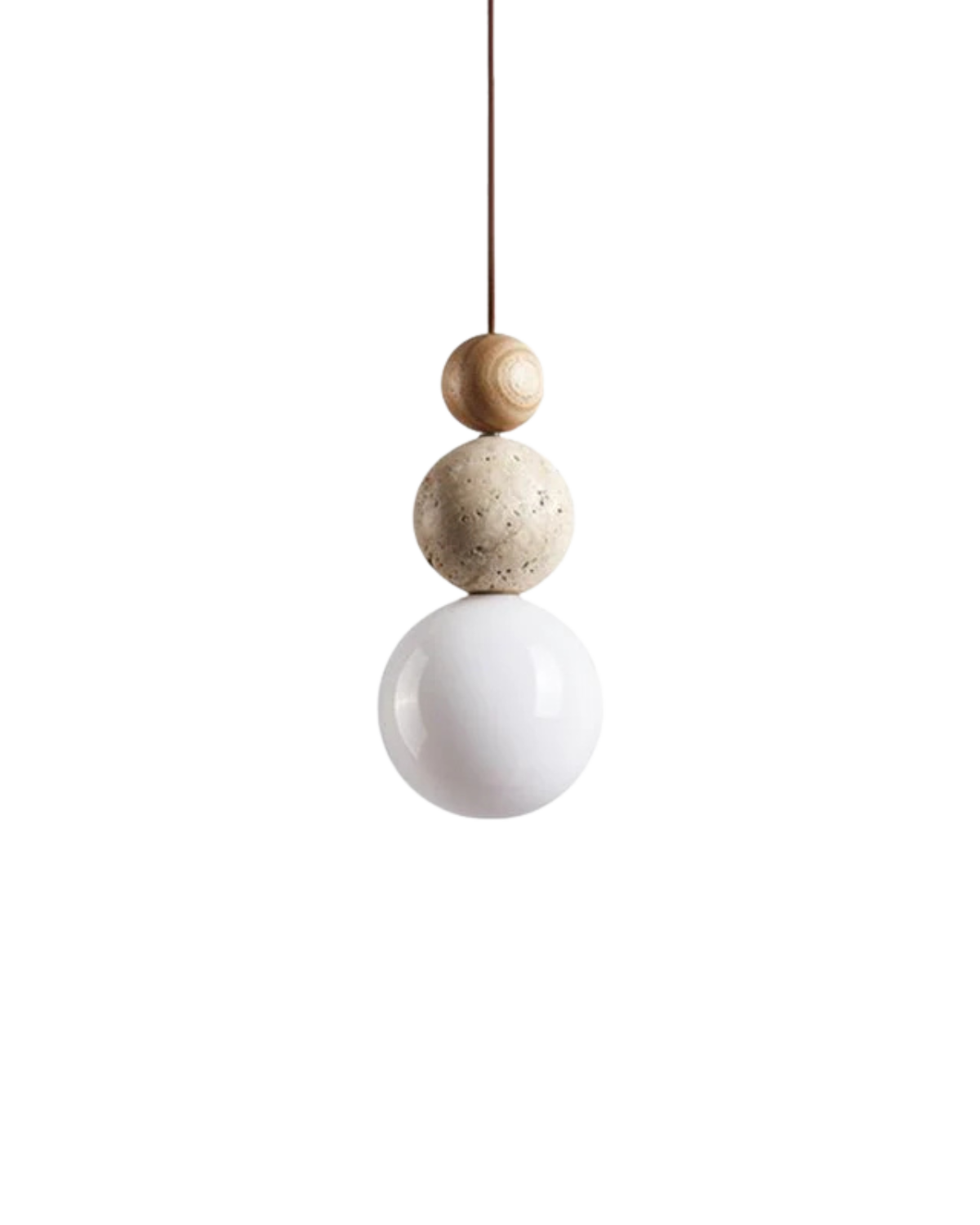 SilenVéra: Modern Wooden Pendant Light with Glass Sphere & Warm White LED Light – for Dining Room & Living Room