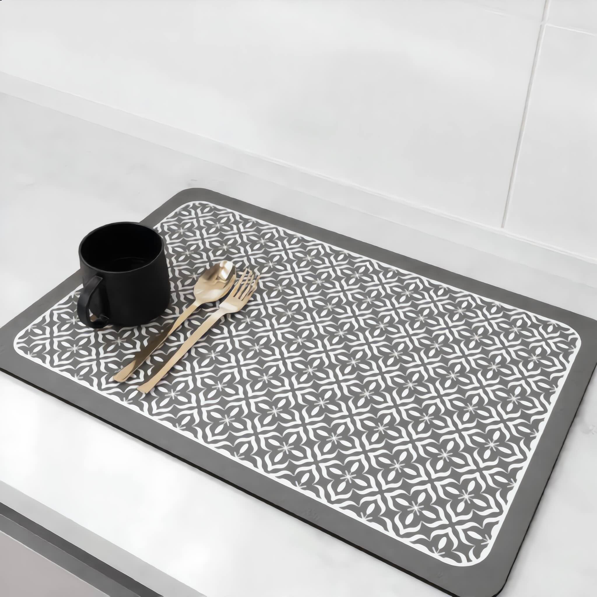 Dish Drying Mat Mandala Pattern Countertop Protector