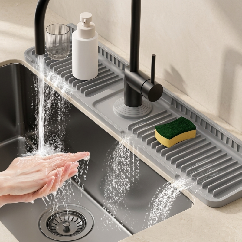 Sink Mat Silicone Cut to Fit Grid Drain Design