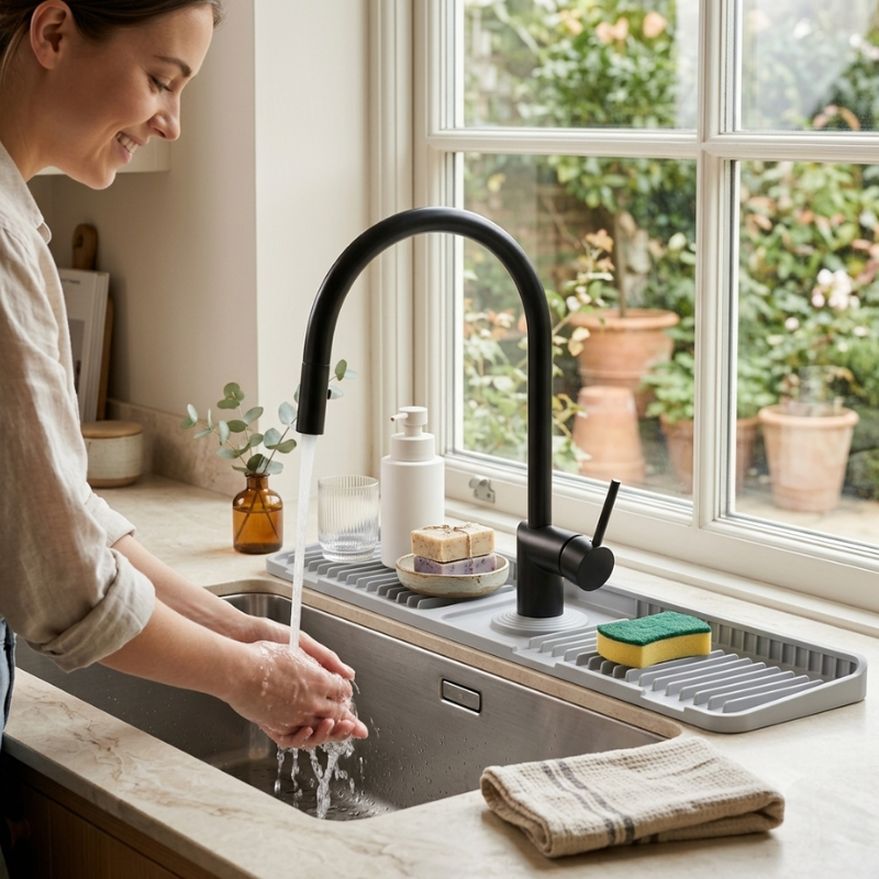 Sink Mat Silicone Cut to Fit Grid Drain Design