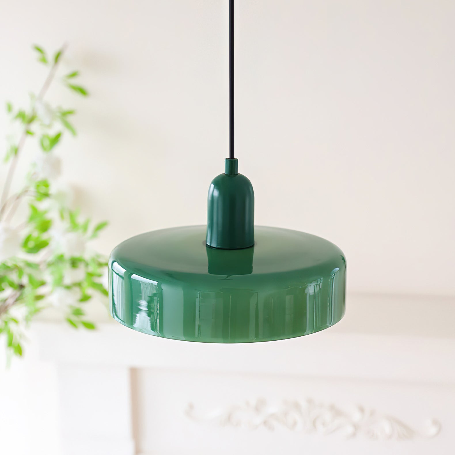 Round Green Glass Pendant Lamp