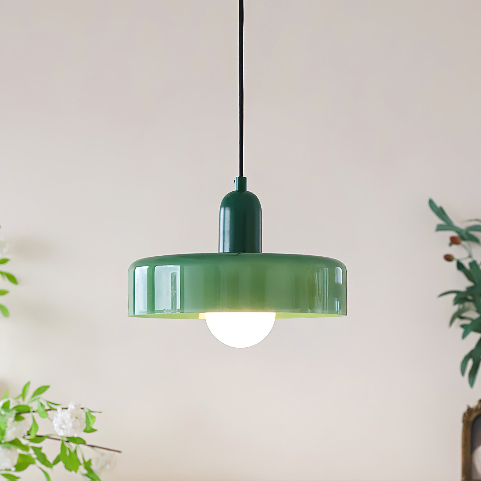 Round Green Glass Pendant Lamp