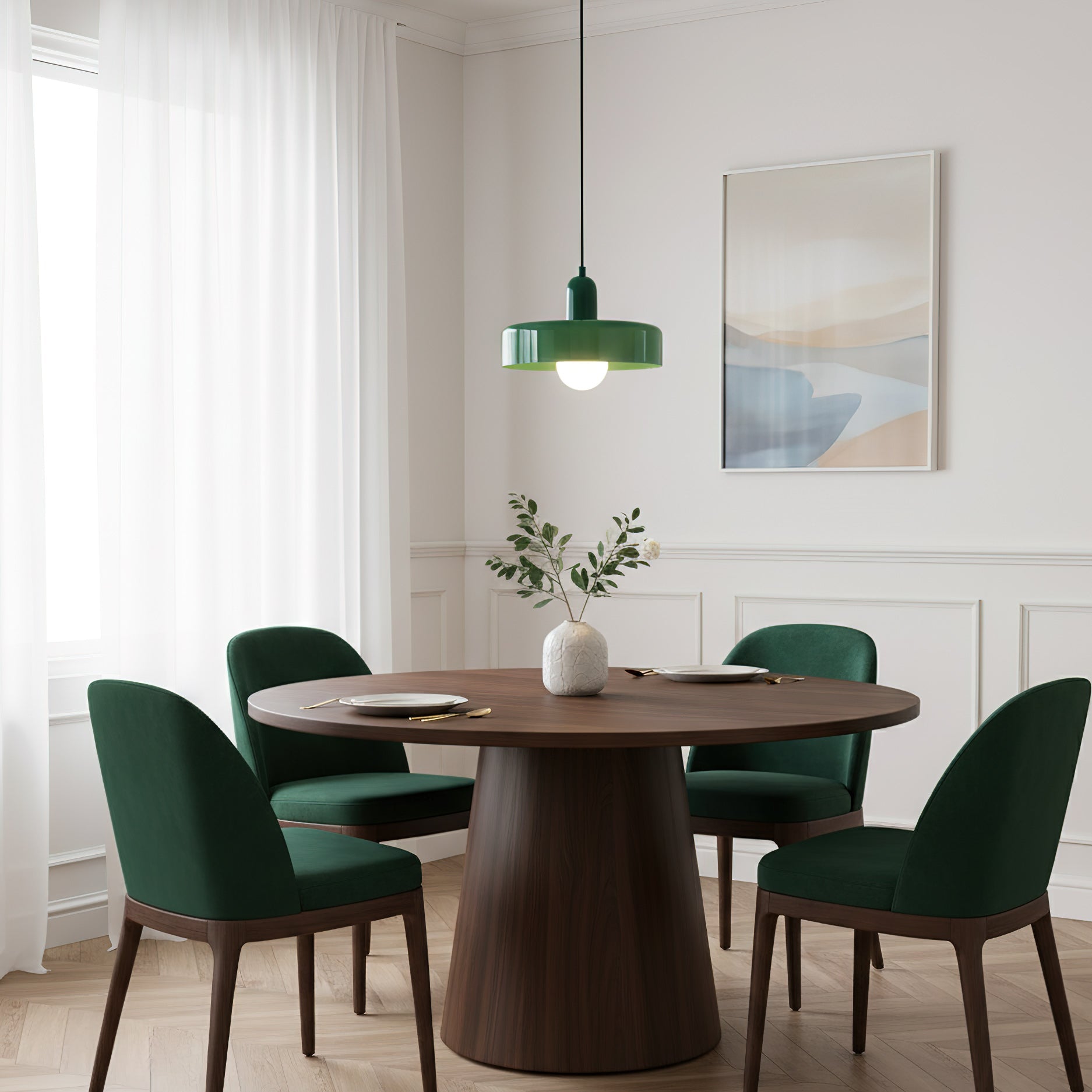 Round Green Glass Pendant Lamp