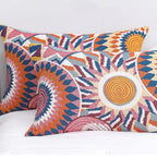 SkandiSonne: Cushion Cover with Buttons & Sun Print – Decorative & Comfortable for Bedroom (Set of 2)