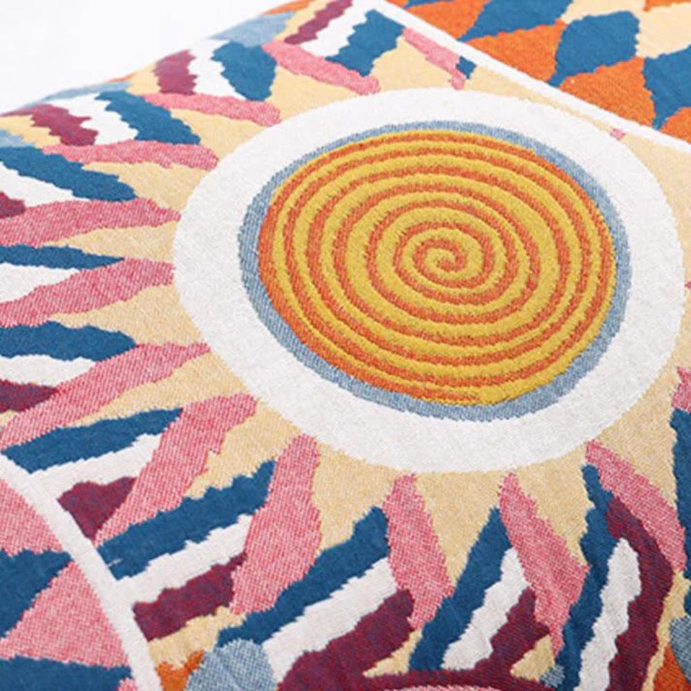 SkandiSonne: Cushion Cover with Buttons & Sun Print – Decorative & Comfortable for Bedroom (Set of 2)