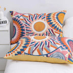 SkandiSonne: Cushion Cover with Buttons & Sun Print – Decorative & Comfortable for Bedroom (Set of 2)
