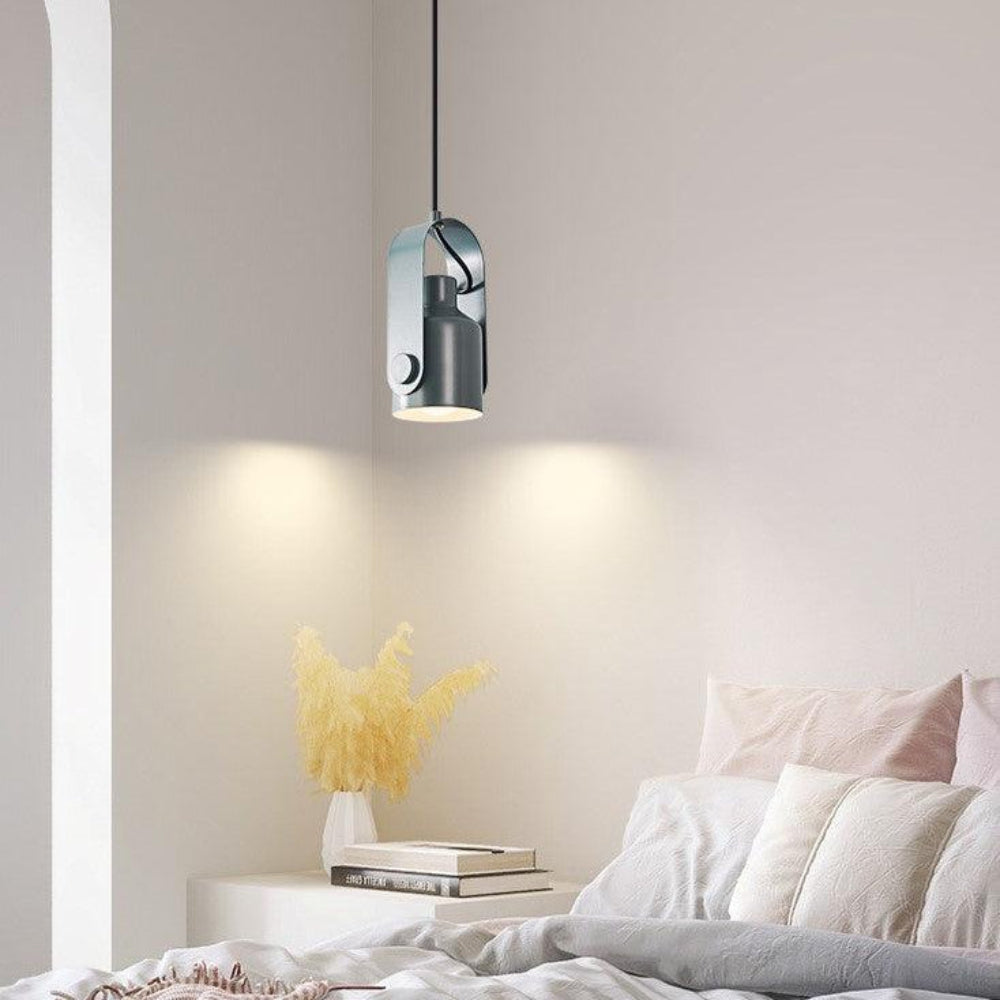 Lyrassa - Scandinavian Hanging Lamp Wood Look Metal Minimalist Design