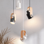 Lyrassa - Scandinavian Hanging Lamp Wood Look Metal Minimalist Design
