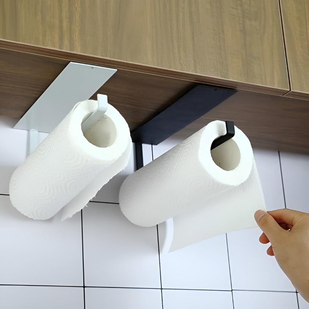Wall Mounted Kitchen Roll Holder Iron Adhesive Space Saving