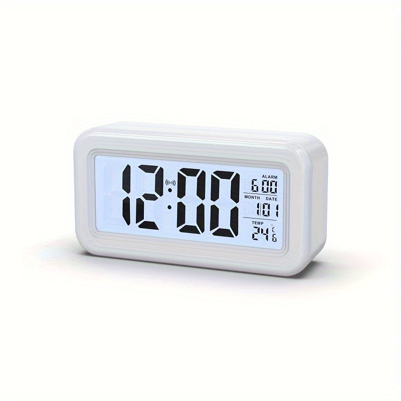 Digital Alarm Clock, LCD Display, Snooze Function, Compact Design