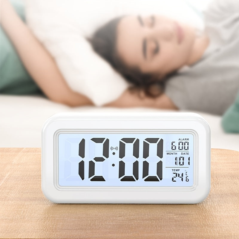 Digital Alarm Clock, LCD Display, Snooze Function, Compact Design