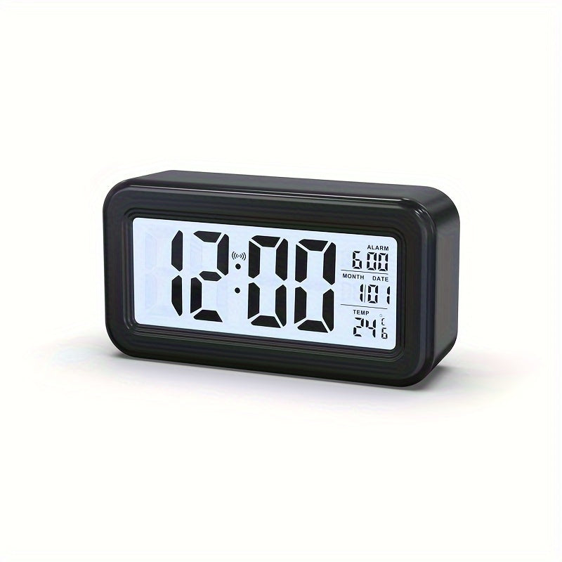 Digital Alarm Clock, LCD Display, Snooze Function, Compact Design