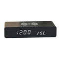 Alarm Clock Wireless Charging LED Display Woodgrain PVC