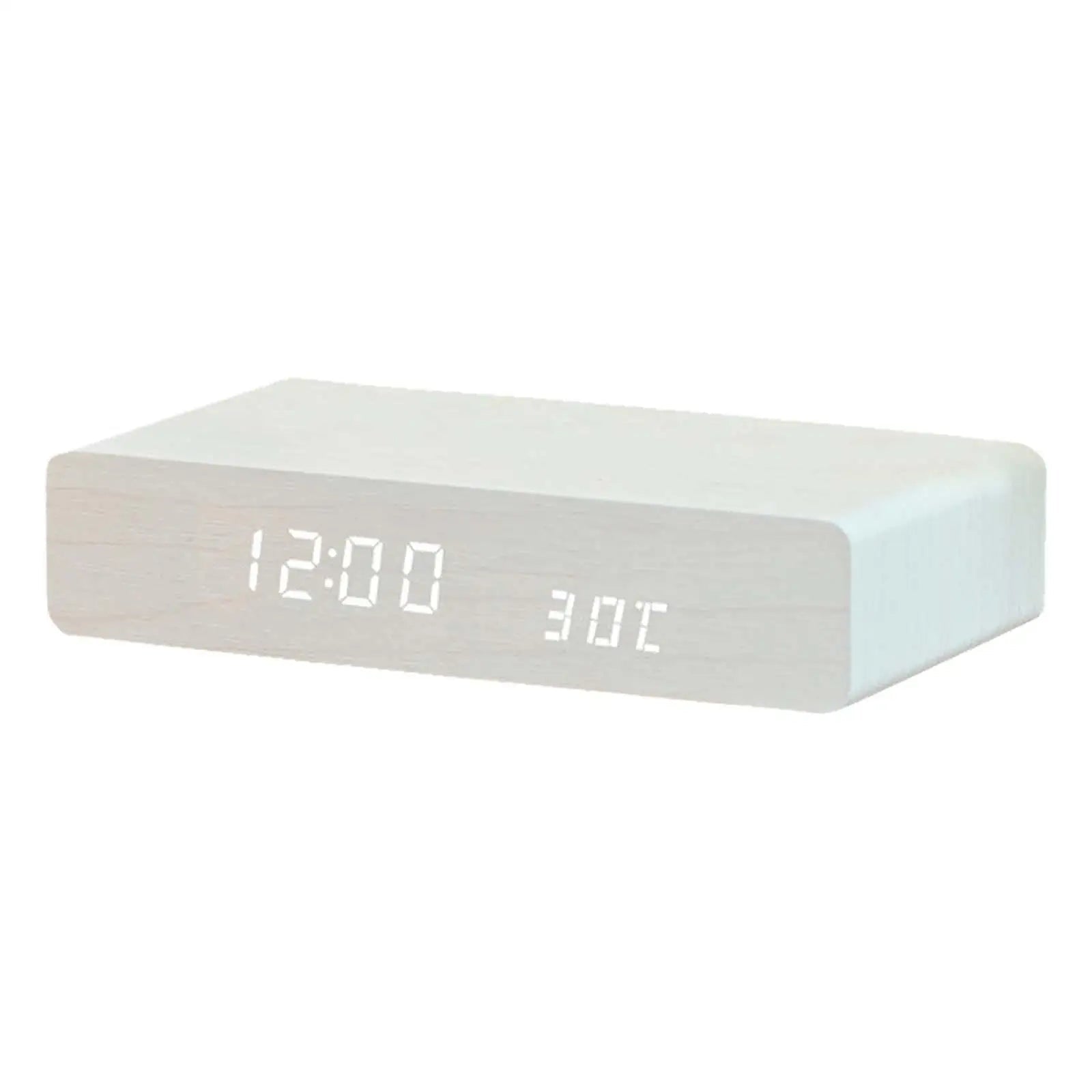 Alarm Clock Wireless Charging LED Display Woodgrain PVC