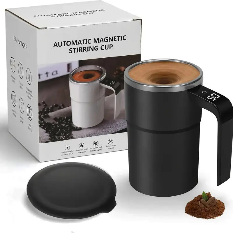 Smart Coffee Cup with Automatic Mixing and Digital Temperature Display