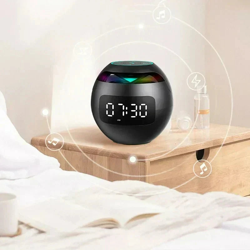 LED Alarm Clock FM Radio Bluetooth Speaker ABS Plastic Construction