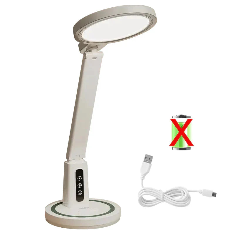 LED Desk Lamp with Digital Clock Touch Control Adjustable Brightness Plastic