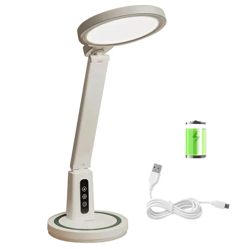 LED Desk Lamp with Digital Clock Touch Control Adjustable Brightness Plastic
