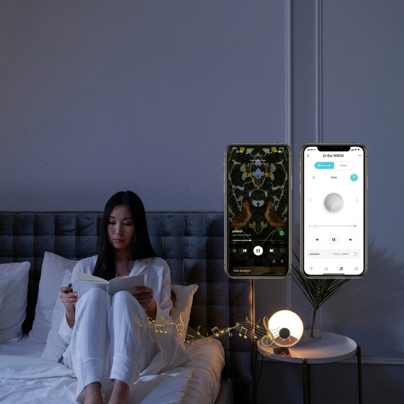 Smart Wake Up Light ABS LED Bluetooth Alarm Clock USB C Rechargeable