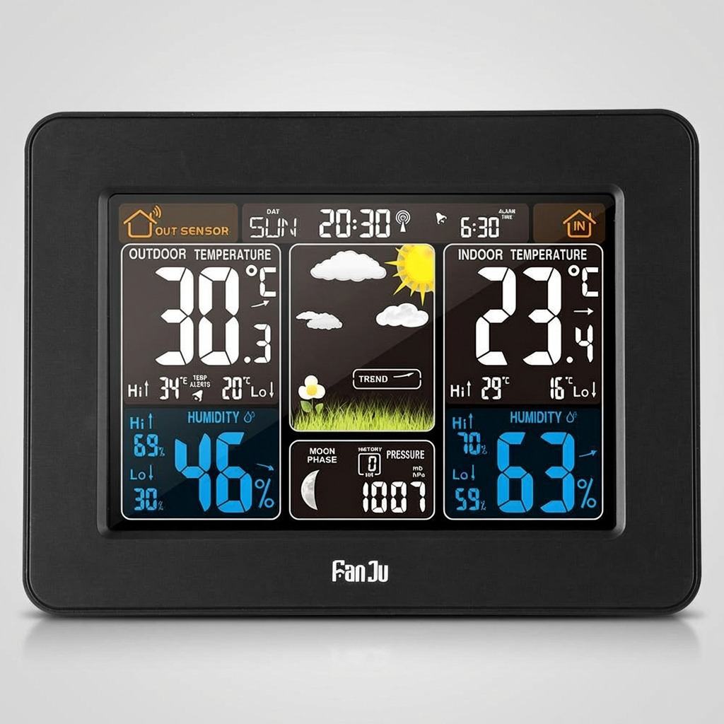 Wireless Weather Station, Color LCD Display, Indoor/Outdoor Sensor, USB Powered
