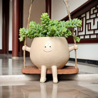 Hanging Planter, Resin Construction, Drainage Hole, Swing Design