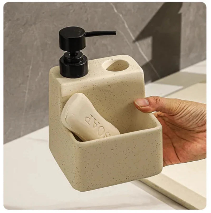 Soap Dispenser, Integrated Storage, Pump Dispenser, Countertop Design