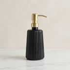 Soap Dispenser Refillable Countertop Ribbed Black Pump Bottle 350 ml