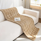 SofaLuxe: Velvet Soft Sofa Cover with Pleated Edge – Elegant Sofa Throw & Protective Blanket