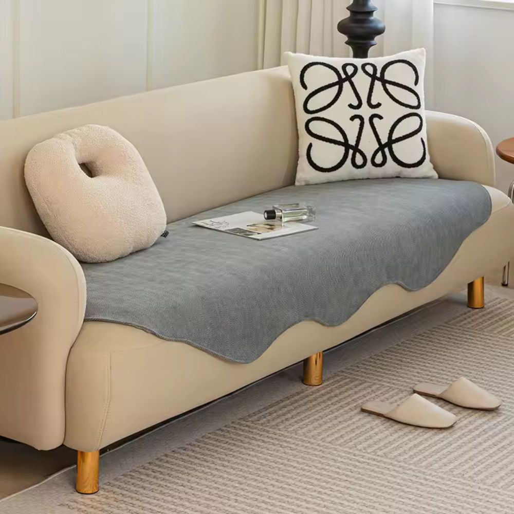 Sofa Cover Plush Microfiber Quilted Slipcover Machine Washable
