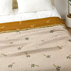 SolTropica: Cotton Throws in Tropical Palm Design with Reversible Structure & Decorative Fringes – for Sofa & Bedroom