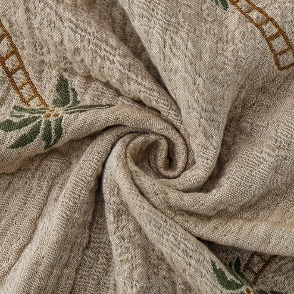 SolTropica: Cotton Throws in Tropical Palm Design with Reversible Structure & Decorative Fringes – for Sofa & Bedroom
