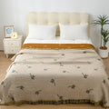 SolTropica: Cotton Throws in Tropical Palm Design with Reversible Structure & Decorative Fringes – for Sofa & Bedroom