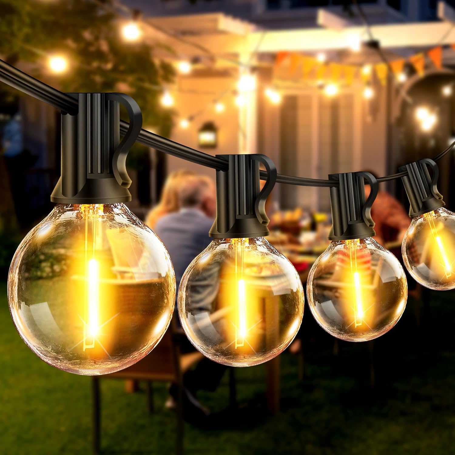 SolaGleam: Solar Ball String Lights G40 – Warm White & Weatherproof for Garden & Balcony