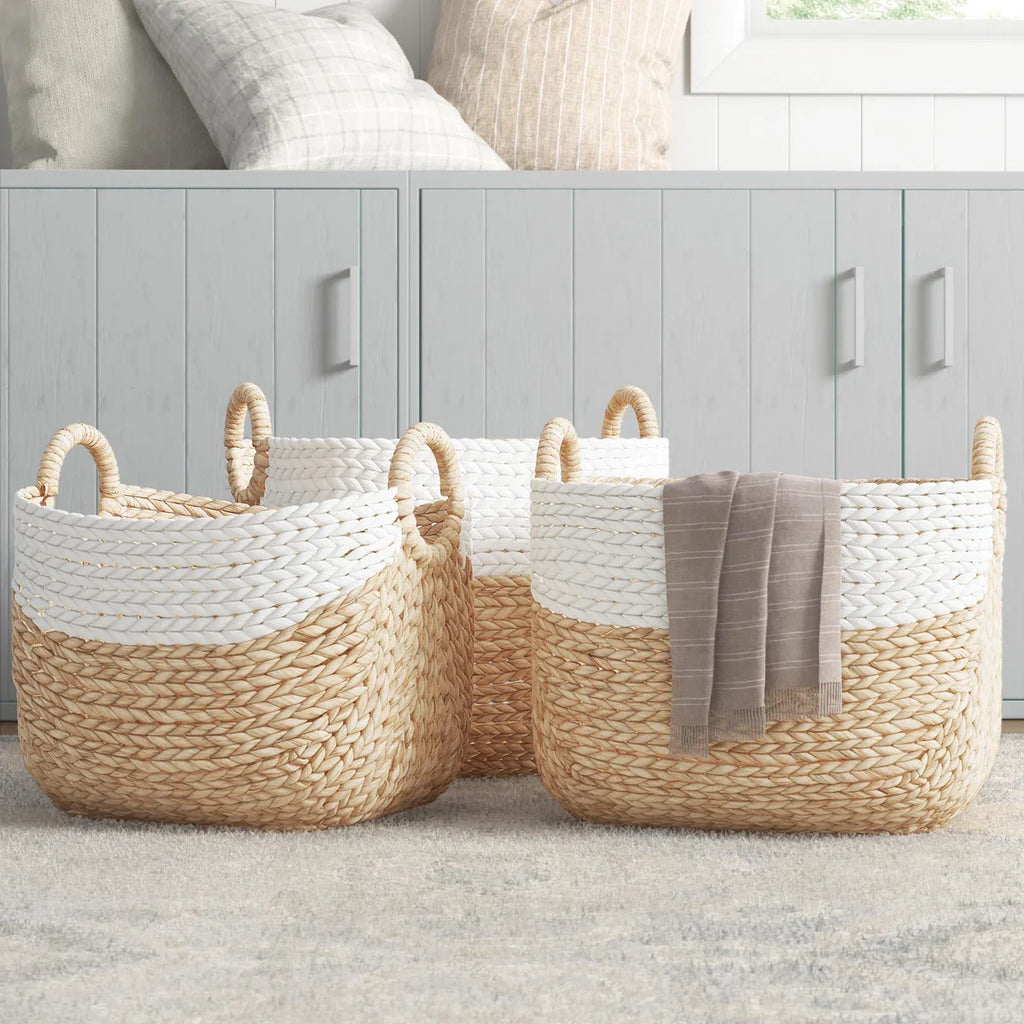 Solana seagrass storage basket set (set of 3)