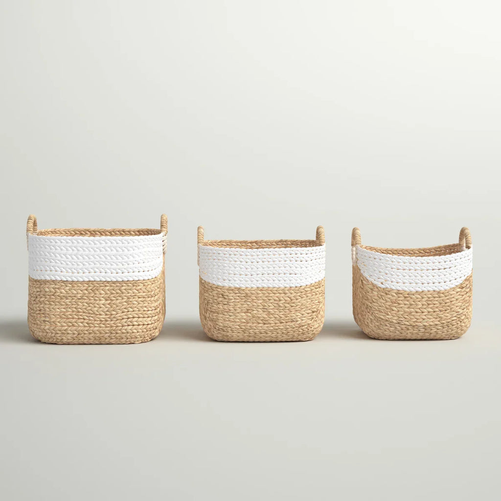 Solana seagrass storage basket set (set of 3)