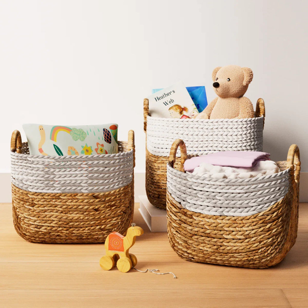 Solana seagrass storage basket set (set of 3)