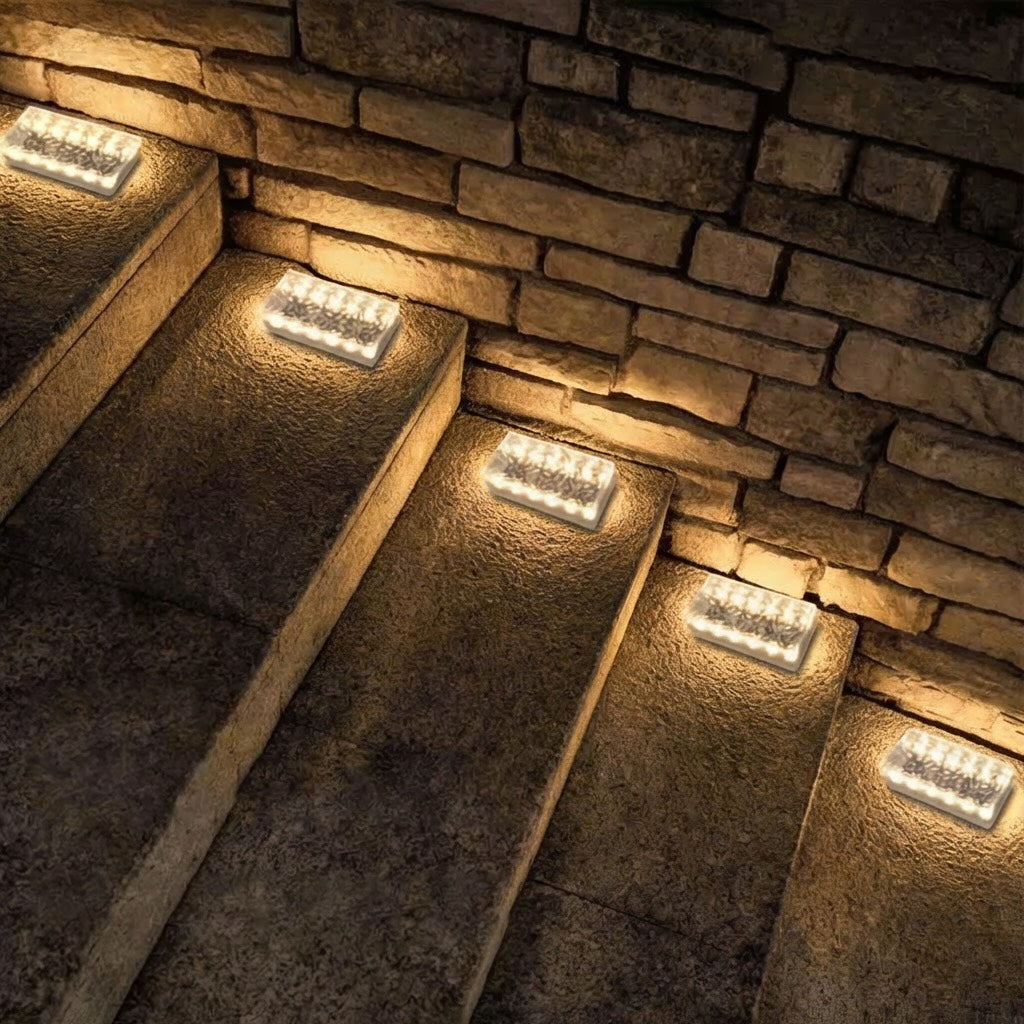 Solar Brick Light, Solar Powered Outdoor Pathway Light with 12 LED Lights and Automatic Operation