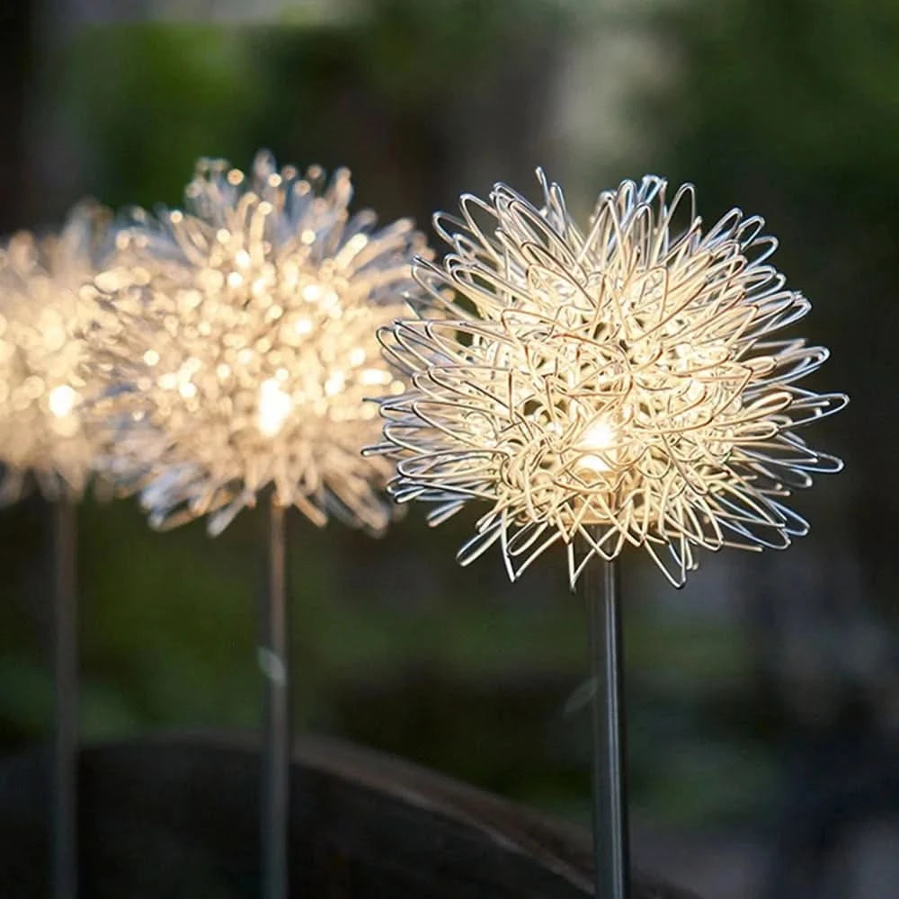 Solar Outdoor Decorative Light Dandelion Design LED Warm White Multicolor Stainless Steel IP65