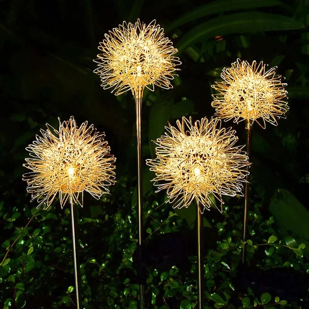 Solar Outdoor Decorative Light Dandelion Design LED Warm White Multicolor Stainless Steel IP65